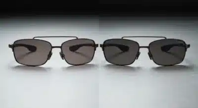 Comparação entre lentes prizm vs polarizadas em óculos Oakley Juliet X-Metal de alta resolução.